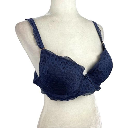 Aerie Real Power Plunge Push Up Blue Lace Bra Size 38B - $14 - From Daniele