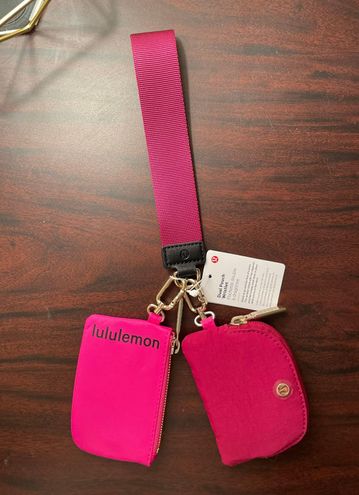 lululemon athletica, Bags, Lululemon Athletica Dual Pouch Wristlet Sonic Pink  Wallet Keychain