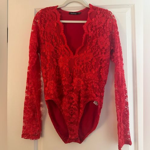 Boohoo Long sleeve sexy lace bodysuit Size L - $9 - From Ashley