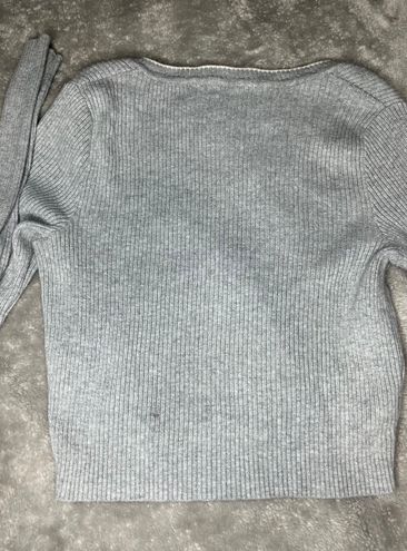 Brandy Melville Gray Ribbed Long Sleeve Crop Shirt - $15 (50% Off