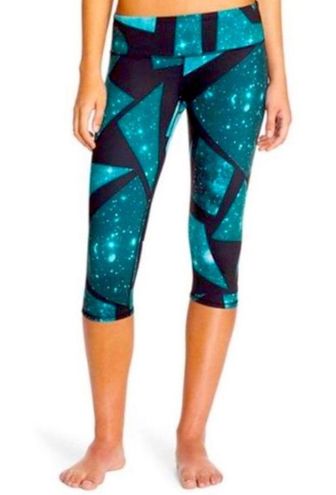 Alo Yoga Airbrush Capri Legging Island Space Galaxy, Teal Green/Black