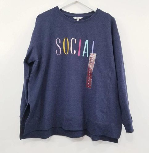 Wildfox  SOCIAL  Ladies Statement Sweatshirt Navy, MSRP $108.00 Size Small