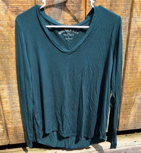 Aeropostale Seriously Soft V Neck Tee Green Size L - $13 (48% Off