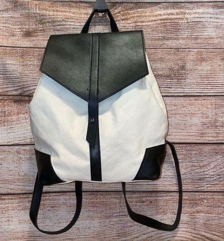 Deux Lux Ivory/Black Canvas/Vegan Leather Backpack - $23 - From