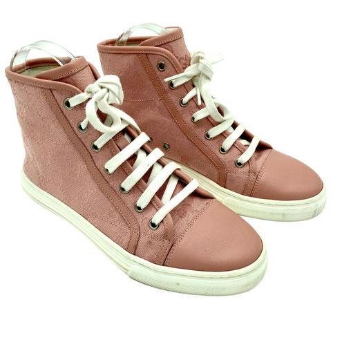 Gucci Original GG Logo Monogram Pink High Top Sneakers (Authenticated), EU  36.5 Size 7 - $404 (47% Off Retail) - From Pauline