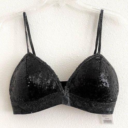 Say What? NWT Say What? Black Sequin Rhinestone Embellished Bralette Bra  Top Size Medium - $33 New With Tags - From Lisette