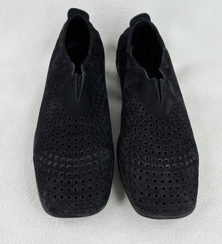 Arche Piaoko Perforated Suede Loafer 8.5 Black Nubuck Leather Size