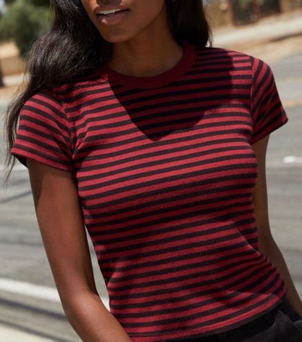 Brandy Melville John Galt Red & White Striped Women's TShirt Med