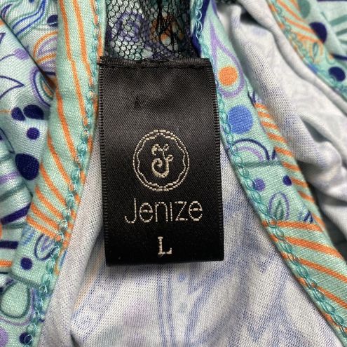 Jenize Women s Nightgown Large Abstract Floral Turquoise Navy