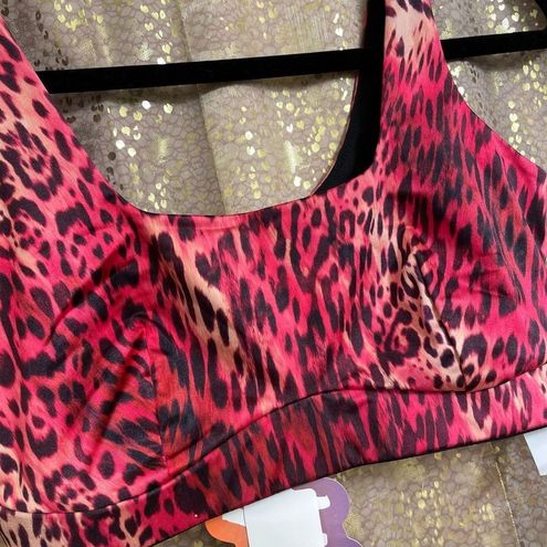 New Yitty Sports Bra M Medium Pink Leopard Headliner Shaping Mid Bralette 