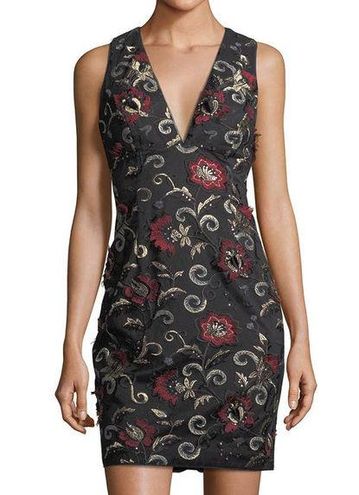 Aidan Mattox 3D Embroidered Sleeveless Mini Cocktail Dress in Wine