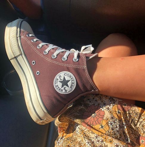 brown platform converse high tops