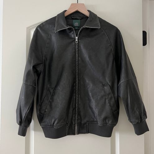 Women's Distressed Faux Leather Bomber Jacket - Wild Fable Black Xxs