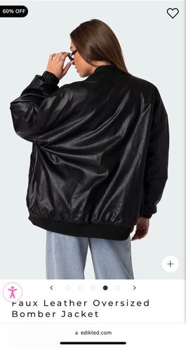 EDIKTED Oversize Faux Leather Bomber Jacket