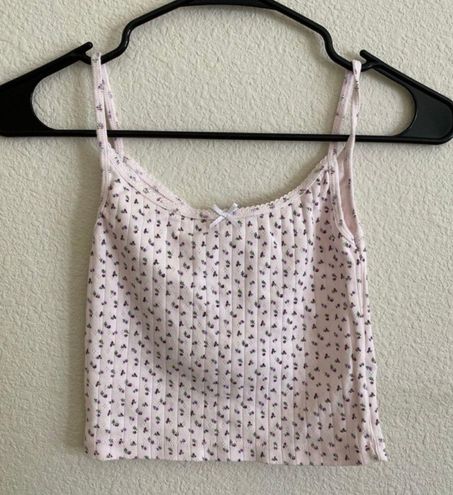 Brandy Melville, Tops, Brandy Melville Top Skylar Floral Eyelet Scallop  Tank Pink Xs Small