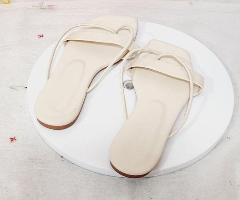 Jmgxy Minimalist Thin Strap Thong Cream Sandals Size: 8 - $9