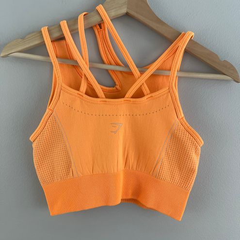 Gymshark Neon Orange Ultra Seamless Strappy Asymmetrical Workout Sports Bra  Size M - $30 - From Karena