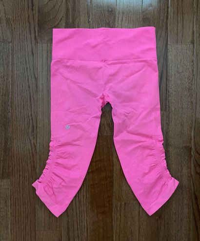 Lululemon Hot Pink In The Flow Ruched Capri Leggings Size 2