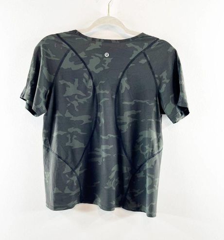 Lululemon Outrun The Heat Short Sleeve Incognito Camo Multi Gator Green  Shirt 6