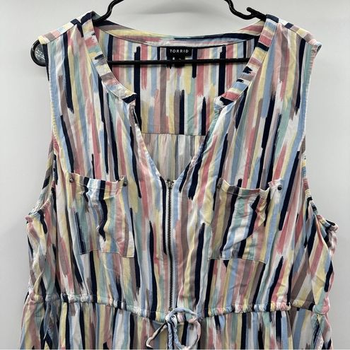 Torrid Mini Challis Pastel Abstract Zip Front Sleeveless Shirt Dress Size 3X  - $62 - From Amber