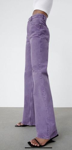 Zara NWT Highrise Wide Leg Jeans Purple Size 34 - 5039 599 308