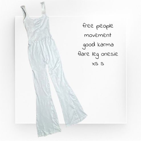 Free People GOOD KARMA FLARE LEG ONESIE ICE GREY XS S Gray - $64