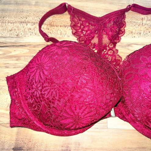 Auden Red Pushup Demi Coverage Racerback Front Closure Bra Size 34D - $16 -  From Autumn