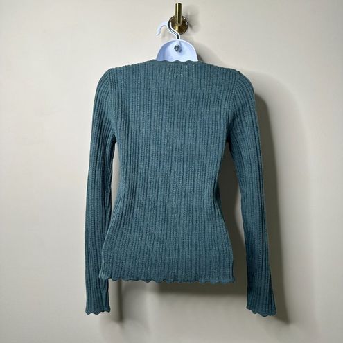 JCrew Scalloped Square Neck Pointelle Sweater