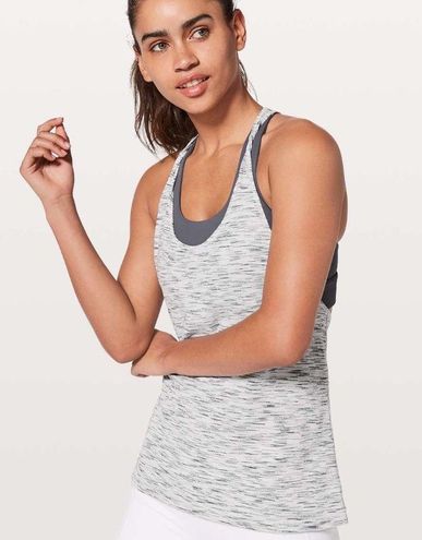 Lululemon Twist & Toil Womens Size 8 Black Gray Built-in Bra Tank