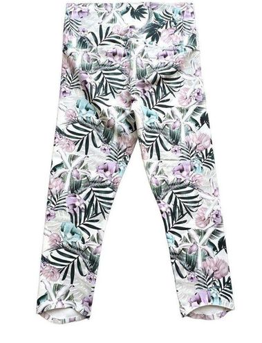 Lorna Jane, Pants & Jumpsuits, Lorna Jane Leggings Womens Medium White  Purple Fusion Tropic Tropical Floral