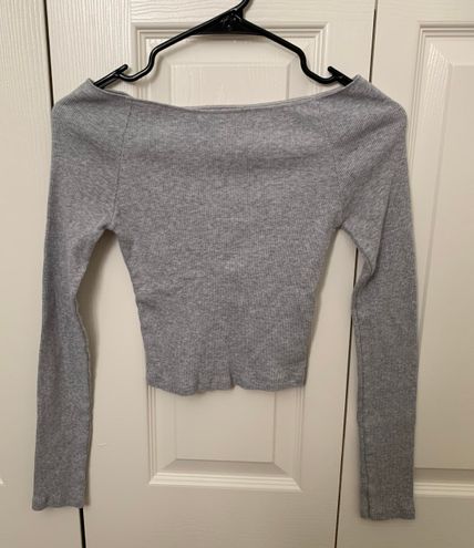 Brandy Melville, Tops, Brandy Melville Gray Ribbed Mayson Top