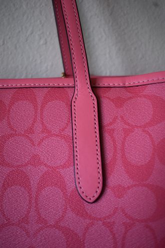 Pink Lemonade Signature Coated Canvas City Tote Shoulder Handbag