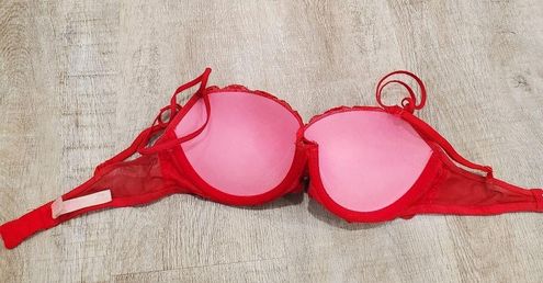 Victoria's Secret, Intimates & Sleepwear, Little Things Victorias Secret 32d  Pushup Bra Pink Red Floral Lace Underwire