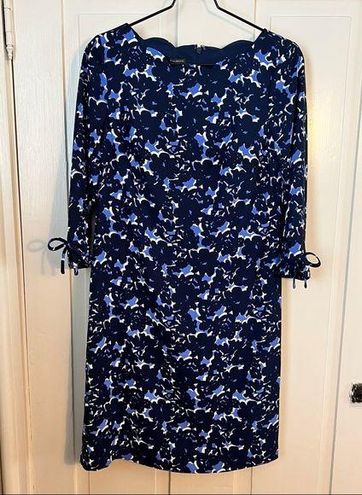 Talbots Floral Dress Womens Size 4 Lined 3/4 Sleeve Scalloped Neck