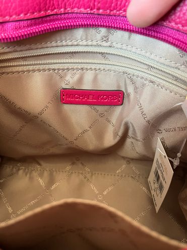 Michael Kors Mirella Small Shopper Top Zip Tote Crossbody Carmine Pink  Leather