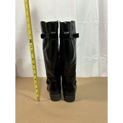 Wear Ever Julia Black Knee High Boots Riding Moto Boots Sz 6.5 W