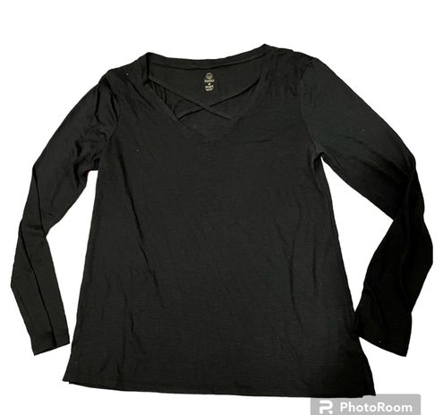 Balance Collection Long Sleeve T Shirt Top Black Medium - $7