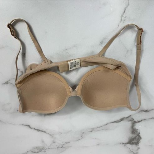 CALVIN KLEIN Perfectly Fit Plunge Push Up Nude Beige Bra QF1120