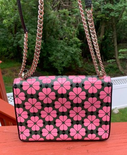 Kate Spade Shoulder Bag Womens Pink Amelia 3D Floral Leather Chain Crossbody