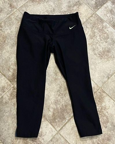 Nike Dri Fit low rise crop capri leggings black blue green mesh xs