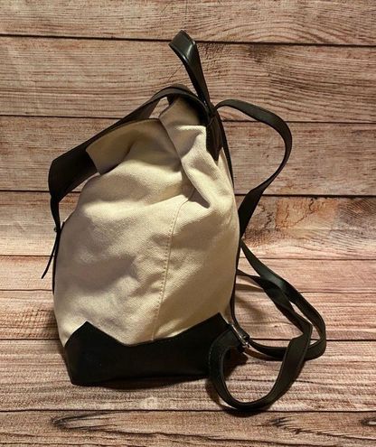 Deux Lux Ivory/Black Canvas/Vegan Leather Backpack - $23 - From