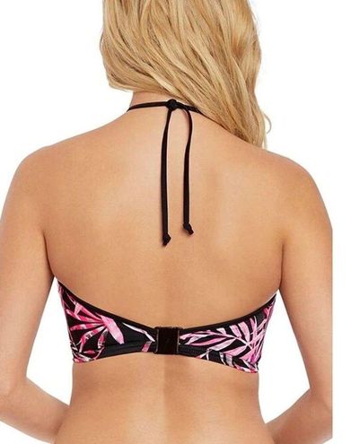 Freya Black & Pink Palm Floral Halter Swim Top 34H Size undefined - $32 -  From Lily