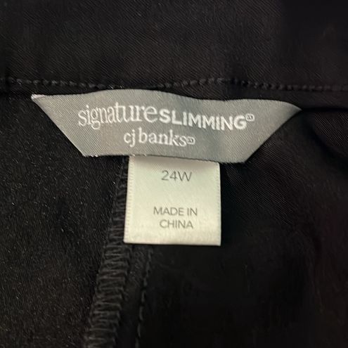 Signature Slimming by CJ Banks black pants 24W. 77 rayon, 20 nylon, 3  spandex