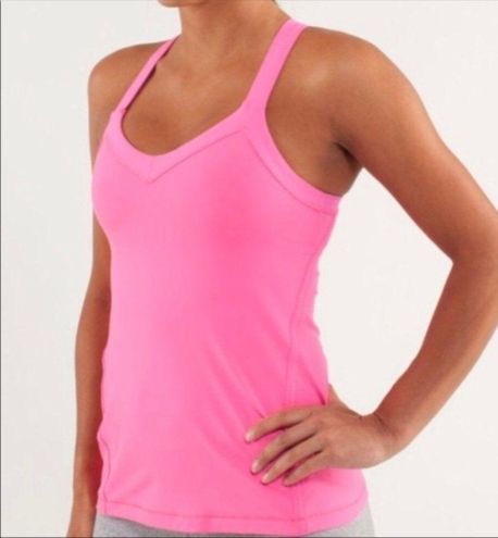 Lululemon Run Mile A Minute tank top v neck pink Womens Size 8 Yoga Runn… -  $27 - From weilu