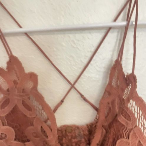 FREE PEOPLE ONE Women's ADELLA Bralette Embroidered Lace Copper