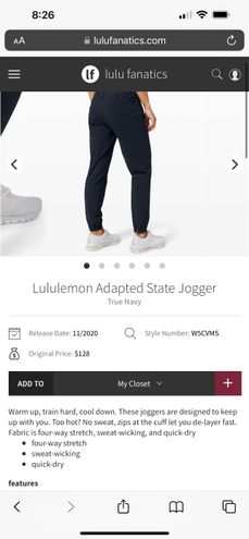 Lululemon Adapted State Jogger Blue Size 6 - $37 (65% Off Retail) - From  cait