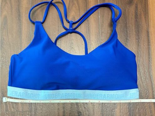 UNDER ARMOUR Royal Blue Strappy Racerback Logo Band Sports Bra Size S M 