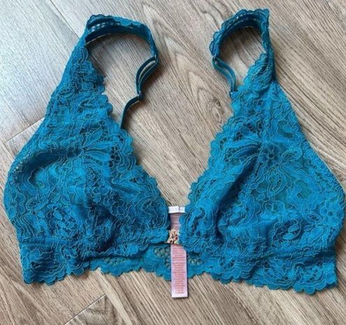 Romantic Corded Lace Front-Closure Bralette in Green