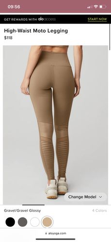 High Waist Moto Legging in Gravel/Gravel Glossy - ALO Yoga