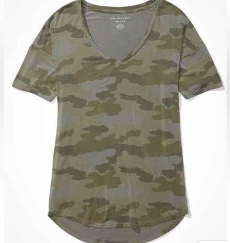 AE Oversized Soft & Sexy Camo V-Neck T-Shirt